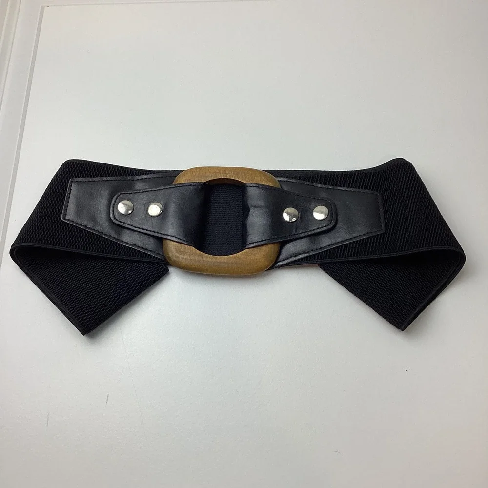 Unique, Renfair, interchangeable stretch belt 2x-3x black, faux leather EUC